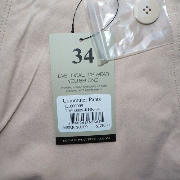 Local Boy Outfitters Commuter Lightweight Pants Khaki L1600009 Men's 34 x 31.5 - Picture 5 of 10